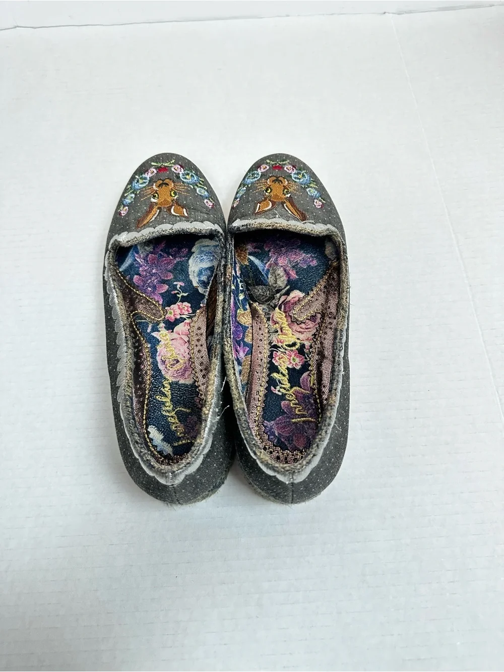 Irregular Choice Black Bigwig Rabbit Embroidered Flat Shoes Size EU 42 - US 11